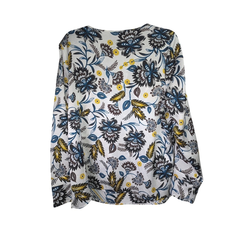 Liz Claiborne Womens Blouse Large Floral Long Sleeve Lightweight Keyhole Button - Picture 2 of 5